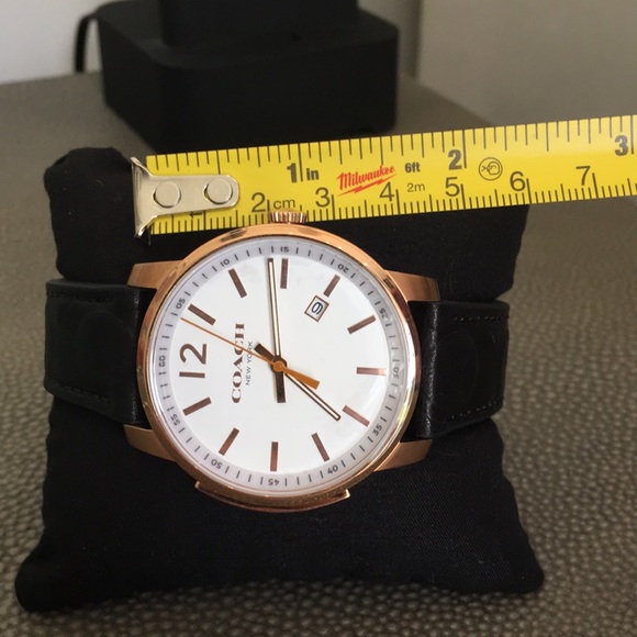 🆕 Coach Black Leather Band Rose Gold Watch - Picture 8 of 9